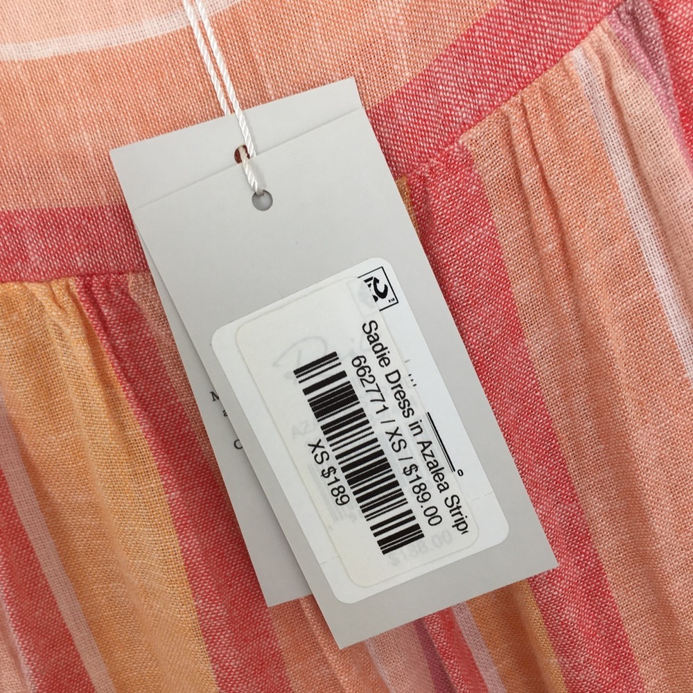 Rails Sadie Dress NEW in Azalea Stripe Peach Pink Linen Blend Women’s Size XS - Picture 13 of 16